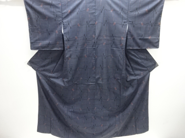 JAPANESE KIMONO / UNUSED / SILK / DORO OSHIMA TSUMUGI / WOVEN ABSTRACT BRICK